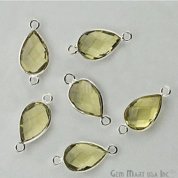 Rings GemMartUSA Pear Double Bail Silver Bezel 8x12mm Gemstone Connector