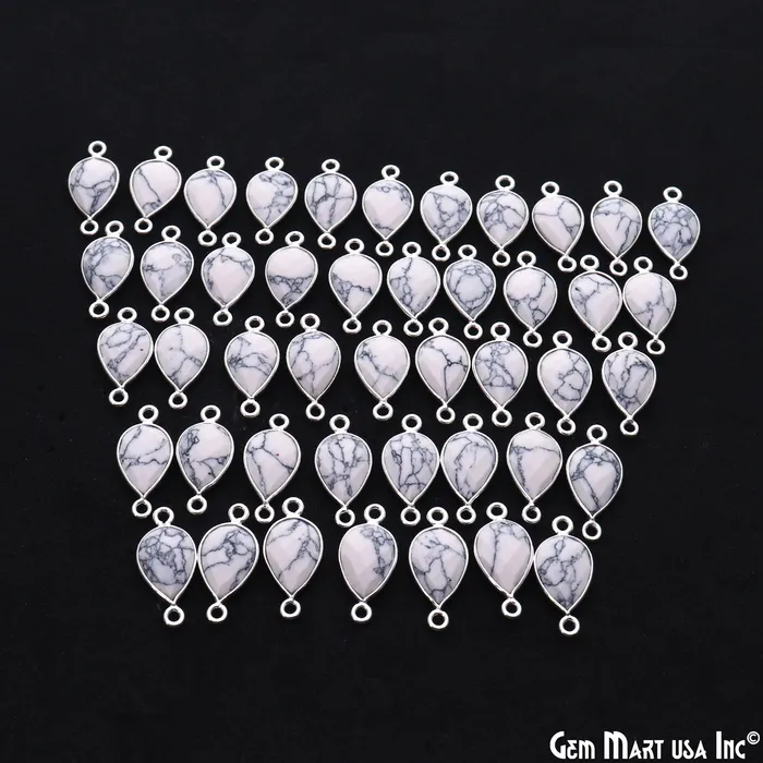 Rings GemMartUSA Pear Double Bail Silver Bezel 8x12mm Gemstone Connector