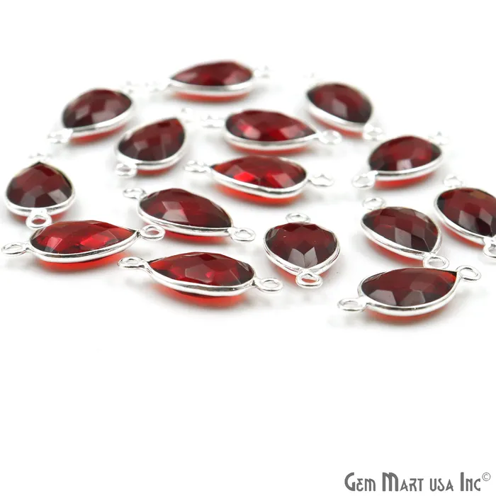 Rings GemMartUSA Pear Double Bail Silver Bezel 8x12mm Gemstone Connector