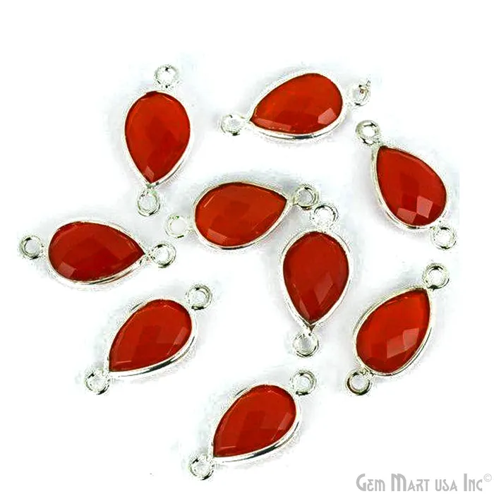 Rings GemMartUSA Pear Double Bail Silver Bezel 8x12mm Gemstone Connector