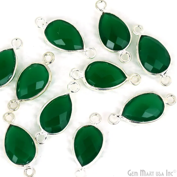 Rings GemMartUSA Pear Double Bail Silver Bezel 8x12mm Gemstone Connector