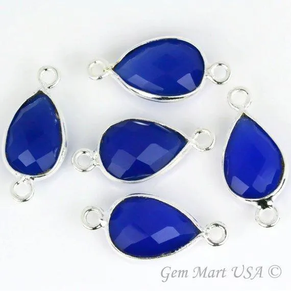 Rings GemMartUSA Pear Double Bail Silver Bezel 8x12mm Gemstone Connector