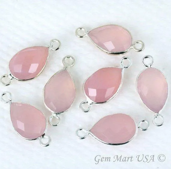 Rings GemMartUSA Pear Double Bail Silver Bezel 8x12mm Gemstone Connector