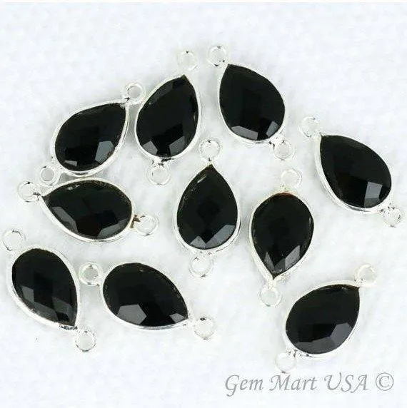 Rings GemMartUSA Pear Double Bail Silver Bezel 8x12mm Gemstone Connector