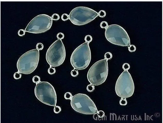 Rings GemMartUSA Pear Double Bail Silver Bezel 8x12mm Gemstone Connector