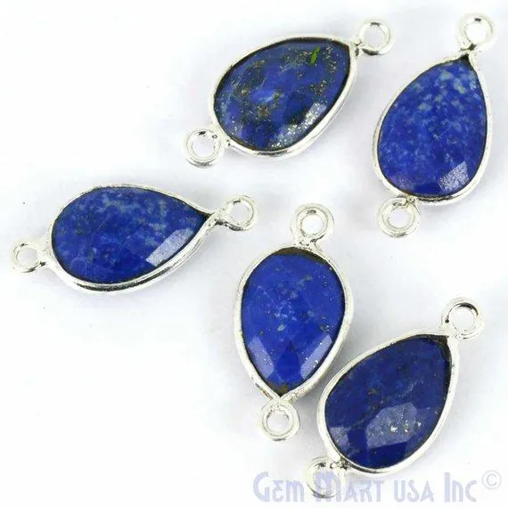 Rings GemMartUSA Pear Double Bail Silver Bezel 8x12mm Gemstone Connector