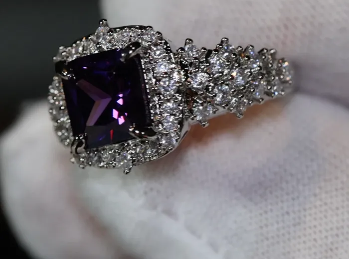 Rings Lab Diamonds London Princess Cut Ring Purple Diamond Ring Purple Diamond Engagement Ring Purple Amethyst Ring Purple Sapphire Ring Purple Gem Ring