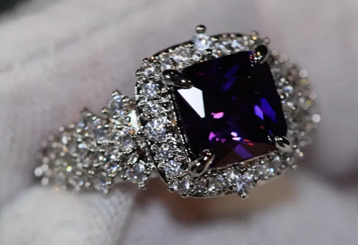 Rings Lab Diamonds London Princess Cut Ring Purple Diamond Ring Purple Diamond Engagement Ring Purple Amethyst Ring Purple Sapphire Ring Purple Gem Ring