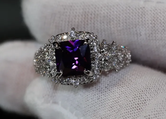 Rings Lab Diamonds London Princess Cut Ring Purple Diamond Ring Purple Diamond Engagement Ring Purple Amethyst Ring Purple Sapphire Ring Purple Gem Ring