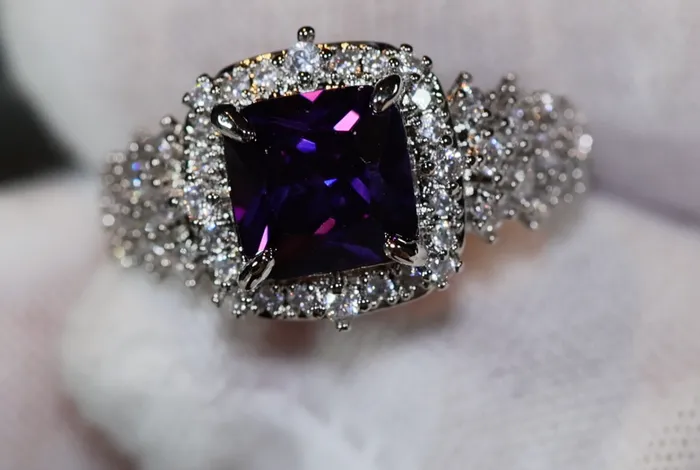 Rings Lab Diamonds London Princess Cut Ring Purple Diamond Ring Purple Diamond Engagement Ring Purple Amethyst Ring Purple Sapphire Ring Purple Gem Ring