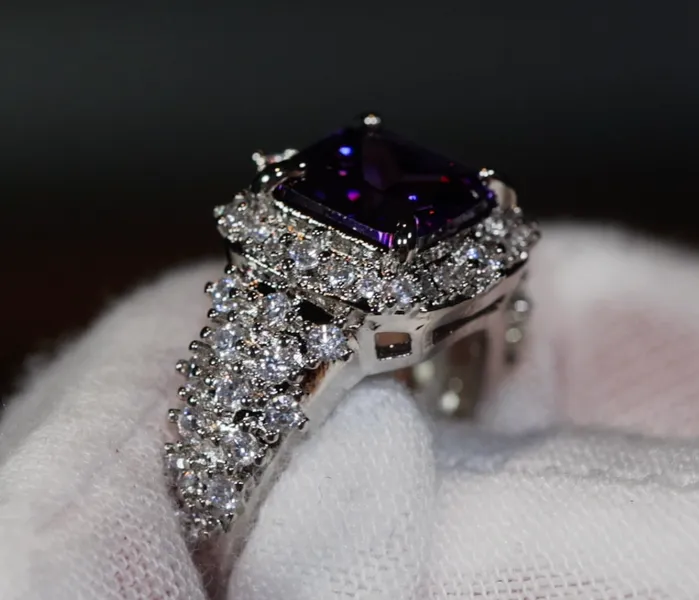 Rings Lab Diamonds London Princess Cut Ring Purple Diamond Ring Purple Diamond Engagement Ring Purple Amethyst Ring Purple Sapphire Ring Purple Gem Ring
