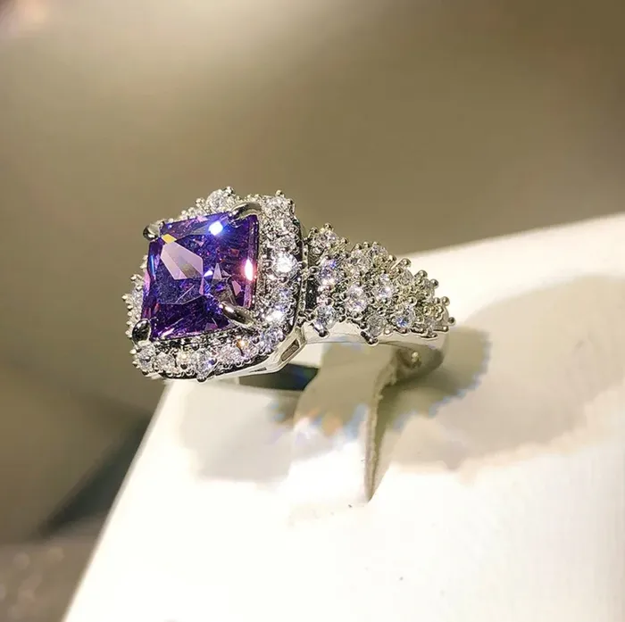 Rings Lab Diamonds London Princess Cut Ring Purple Diamond Ring Purple Diamond Engagement Ring Purple Amethyst Ring Purple Sapphire Ring Purple Gem Ring