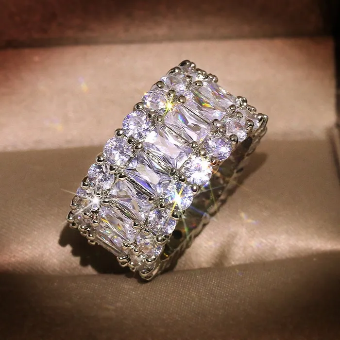 Rings ML Baguette Ring Eternity Ring Iced Out Ring