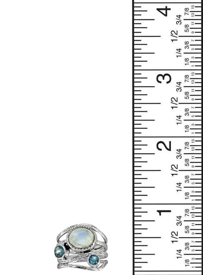 Rings Moonstone London Blue Topaz Solid 925 Sterling Silver Designer Bypass Ring Jewelry YoTreasure