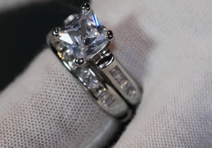 Rings Princess Cut Engagement Ring Set Womens Diamond Ring Lab Diamonds London