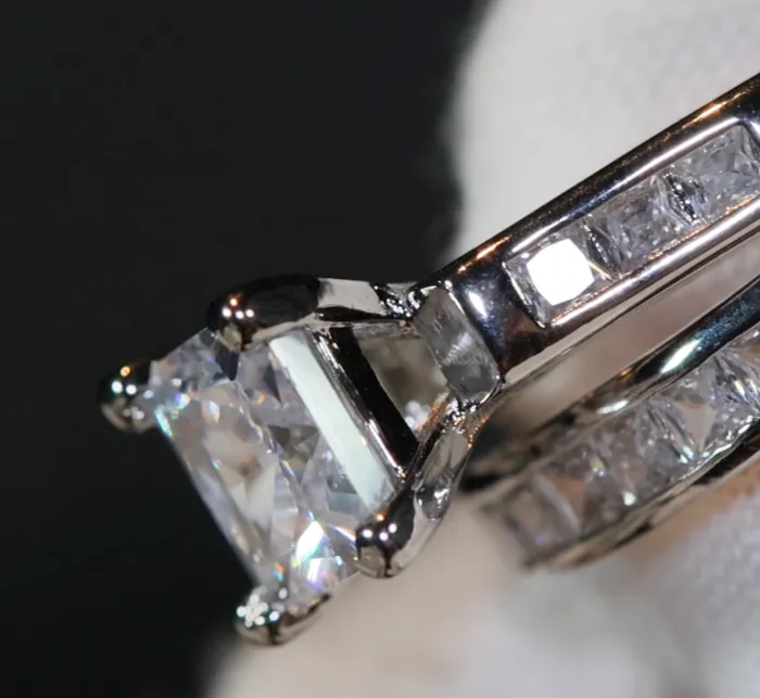 Rings Princess Cut Engagement Ring Set Womens Diamond Ring Lab Diamonds London