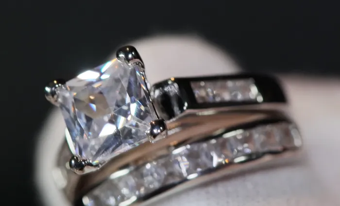 Rings Princess Cut Engagement Ring Set Womens Diamond Ring Lab Diamonds London