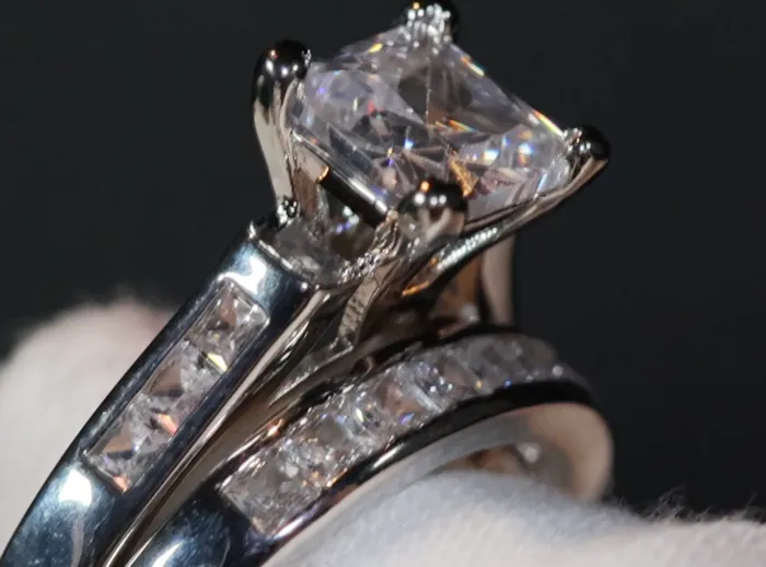 Rings Princess Cut Engagement Ring Set Womens Diamond Ring Lab Diamonds London