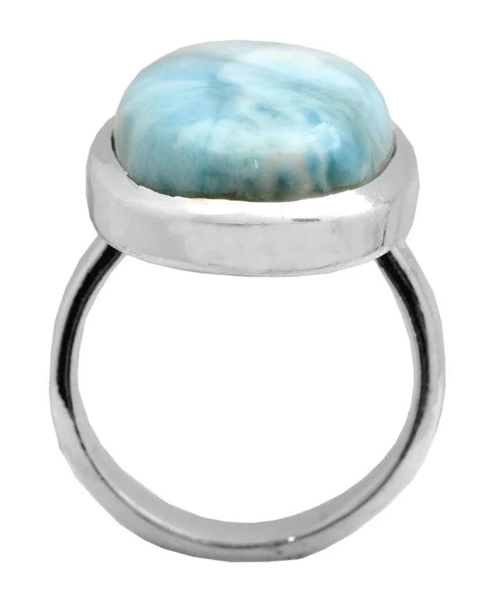 Rings YoTreasure Natural Larimar 925 Sterling Silver Ring Rings YoTreasure Natural Larimar 925 Sterling Silver Ring