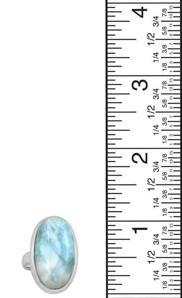 Rings YoTreasure Natural Larimar 925 Sterling Silver Ring Rings YoTreasure Natural Larimar 925 Sterling Silver Ring