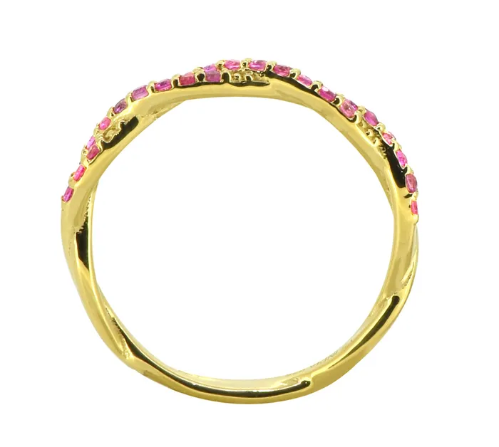 Rings YoTreasure Pink Sapphire 14K Gold Plated Over Silver Eternity Band Ring