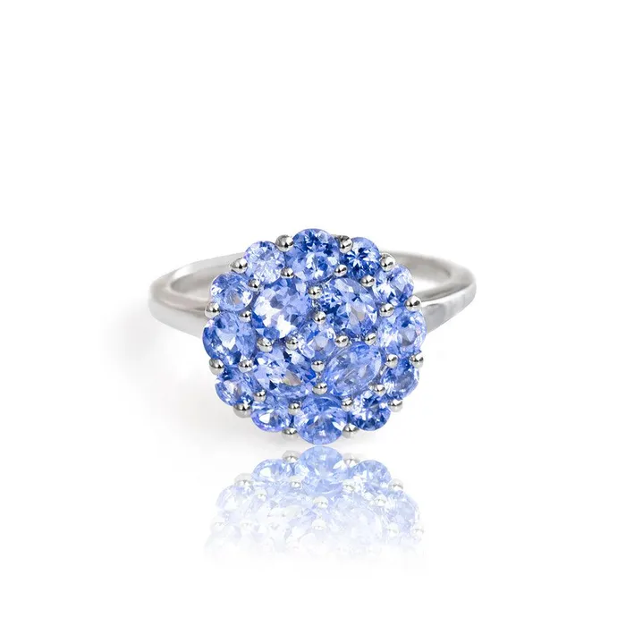 Rings YoTreasure Tanzanite Solid 925 Sterling Silver Cluster Ring Jewelry