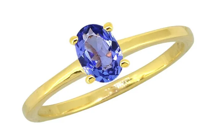 Rings YoTreasure Tanzanite Solid 925 Sterling Silver Gold Plated Solitaire Ring Rings YoTreasure Tanzanite Solid 925 Sterling Silver Gold Plated Solitaire Ring