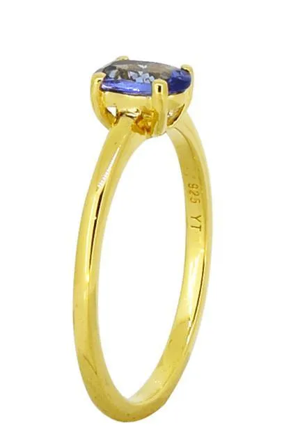 Rings YoTreasure Tanzanite Solid 925 Sterling Silver Gold Plated Solitaire Ring Rings YoTreasure Tanzanite Solid 925 Sterling Silver Gold Plated Solitaire Ring