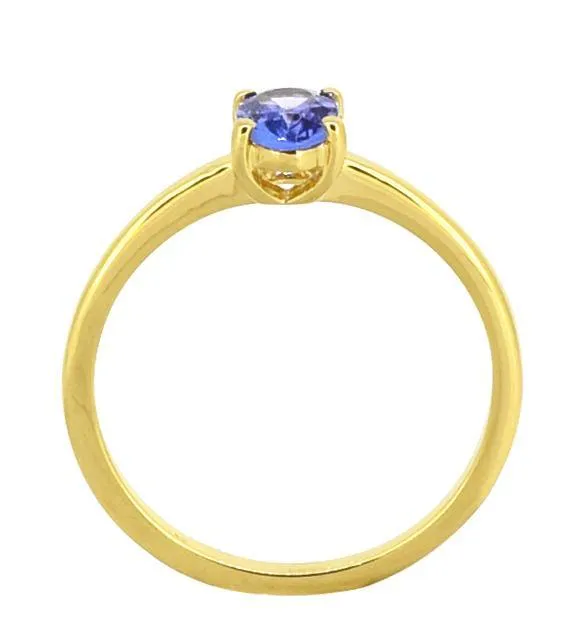 Rings YoTreasure Tanzanite Solid 925 Sterling Silver Gold Plated Solitaire Ring Rings YoTreasure Tanzanite Solid 925 Sterling Silver Gold Plated Solitaire Ring
