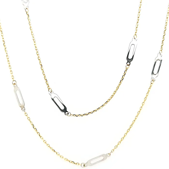 Royal Chain Two Tone Elongated Ring Necklace I5863 Rings