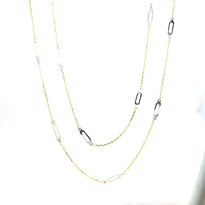 Royal Chain Two Tone Elongated Ring Necklace I5863 Rings