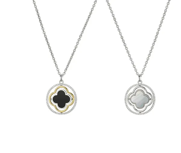 Sterling Silver Reversible Onyx Mother of Pearl Necklace SI5265 Charles Garnier Necklaces Sterling Silver Reversible Onyx Mother of Pearl Necklace SI5265 Charles Garnier Necklaces