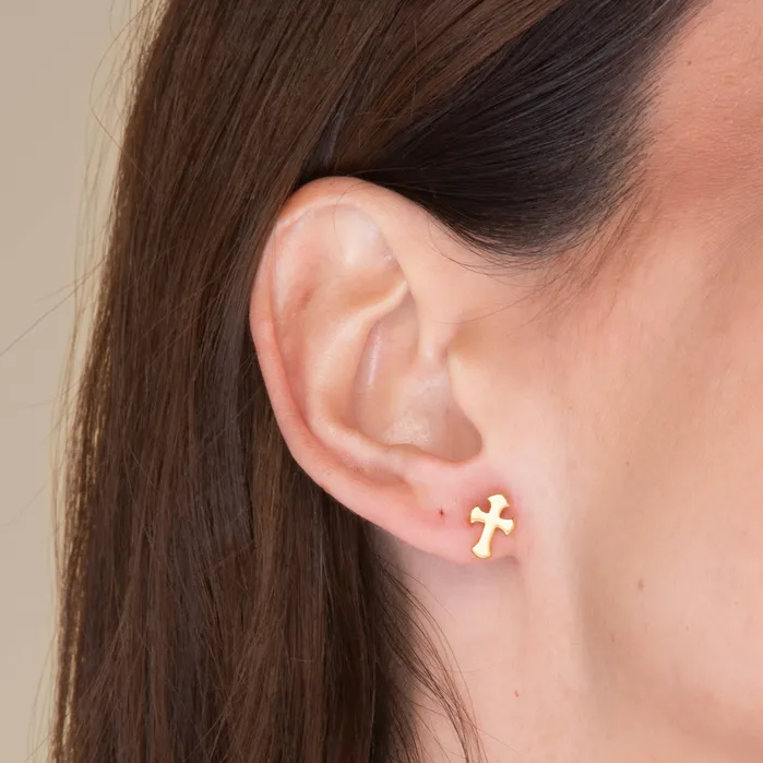 Unisex Cross Stud Earrings Camile Stone Earrings