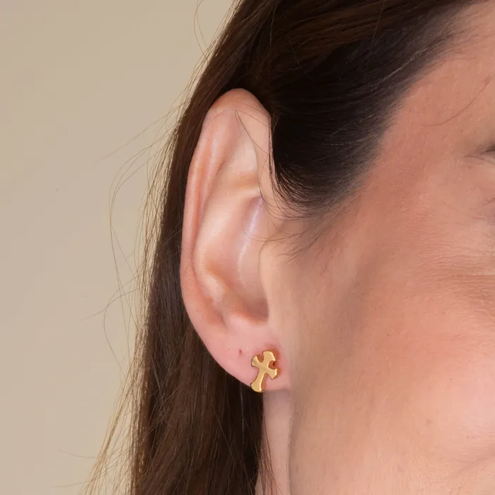 Unisex Cross Stud Earrings Camile Stone Earrings