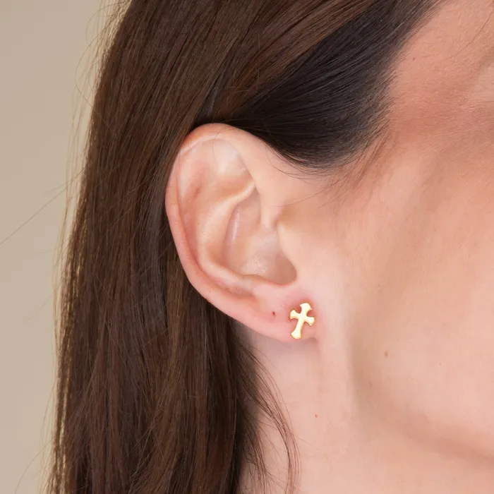 Unisex Cross Stud Earrings Camile Stone Earrings