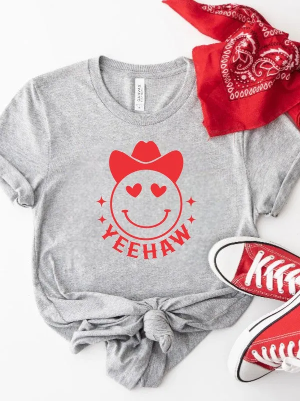 Yeehaw Smiley Heart Valentine Graphic Tee Ocean and 7th Necklaces