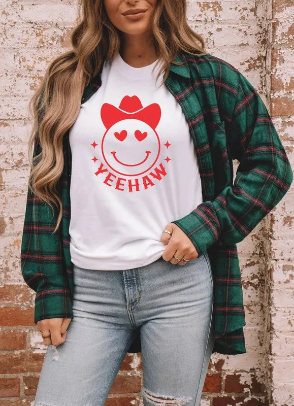 Yeehaw Smiley Heart Valentine Graphic Tee Ocean and 7th Necklaces