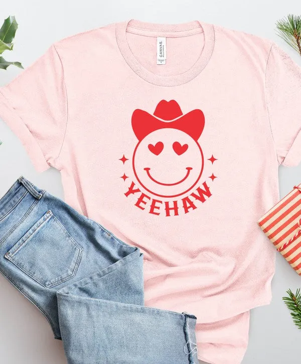 Yeehaw Smiley Heart Valentine Graphic Tee Ocean and 7th Necklaces