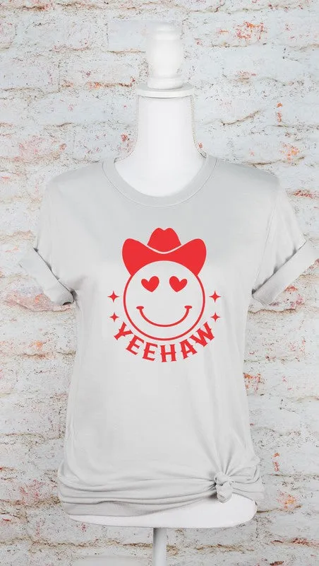 Yeehaw Smiley Heart Valentine Graphic Tee Ocean and 7th Necklaces
