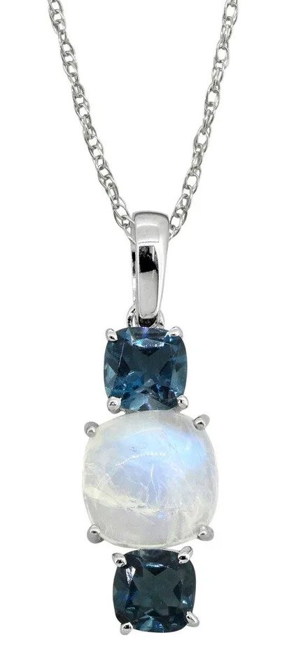 YoTreasure 401 Ct Rainbow Moonstone 925 Sterling Silver Chain Pendant Necklaces YoTreasure 401 Ct Rainbow Moonstone 925 Sterling Silver Chain Pendant Necklaces
