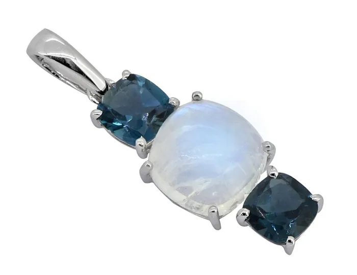 YoTreasure 401 Ct Rainbow Moonstone 925 Sterling Silver Chain Pendant Necklaces