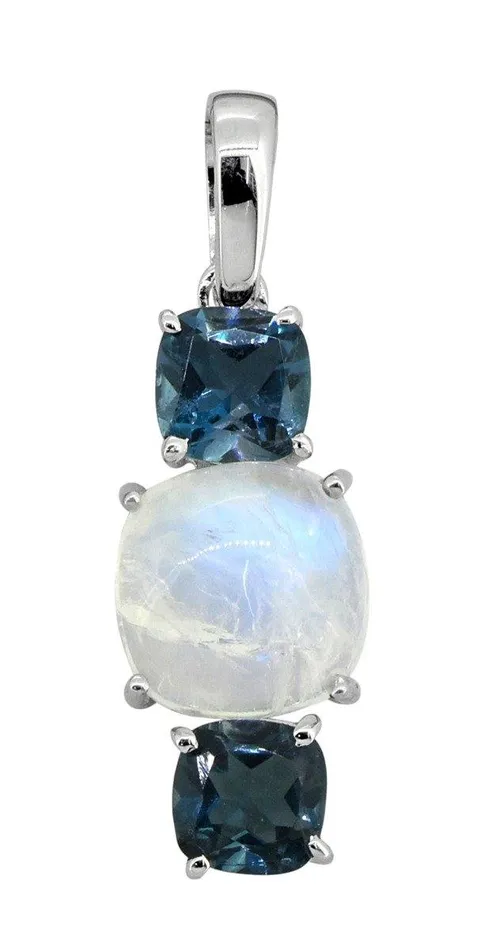 YoTreasure 401 Ct Rainbow Moonstone 925 Sterling Silver Chain Pendant Necklaces