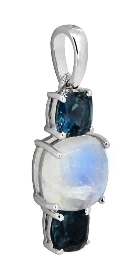 YoTreasure 401 Ct Rainbow Moonstone 925 Sterling Silver Chain Pendant Necklaces