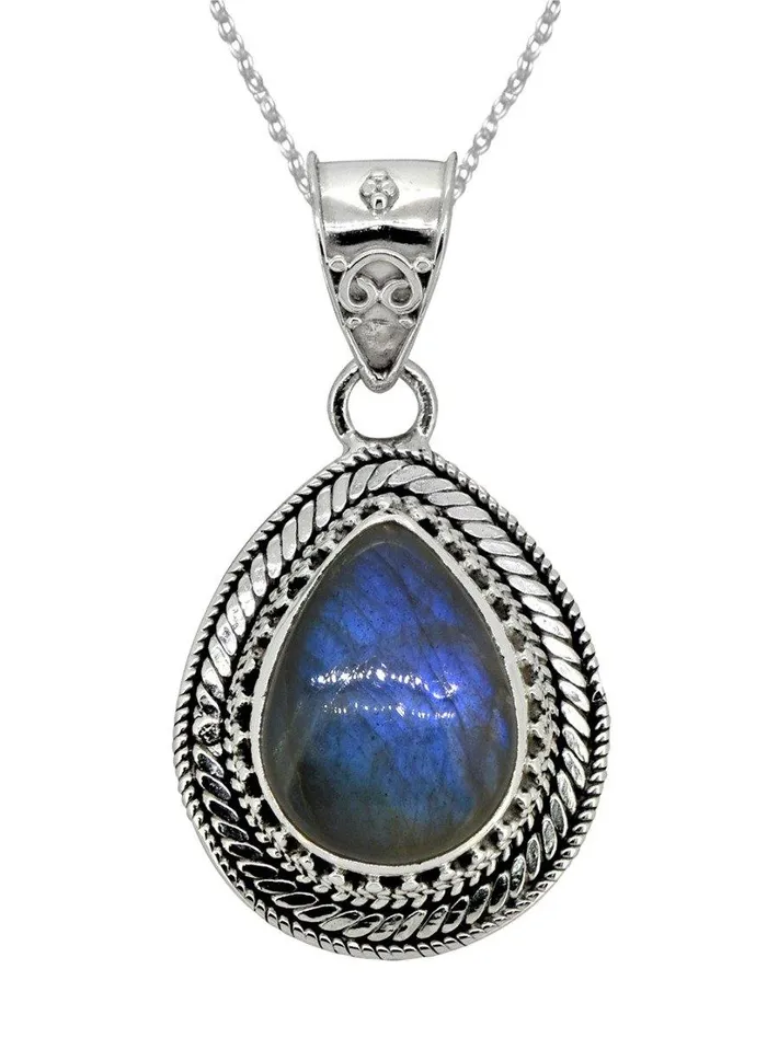 YoTreasure Labradorite Solid 925 Sterling Silver Pendant 1 12 Necklaces