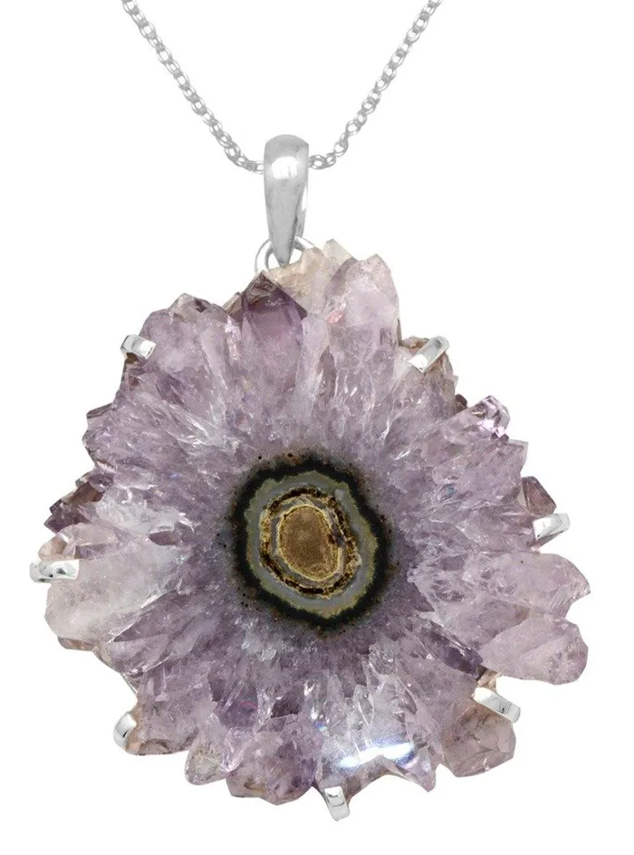 YoTreasure Necklaces Amethyst Slice 925 Solid Sterling Silver Pendant Necklace Jewelry YoTreasure Necklaces Amethyst Slice 925 Solid Sterling Silver Pendant Necklace Jewelry