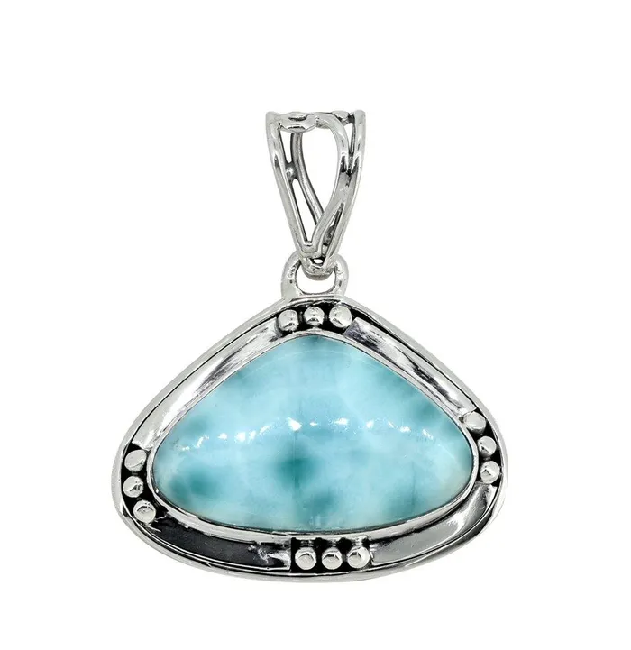 YoTreasure Necklaces Natural Larimar Solid 925 Sterling Silver Pendant 1 12