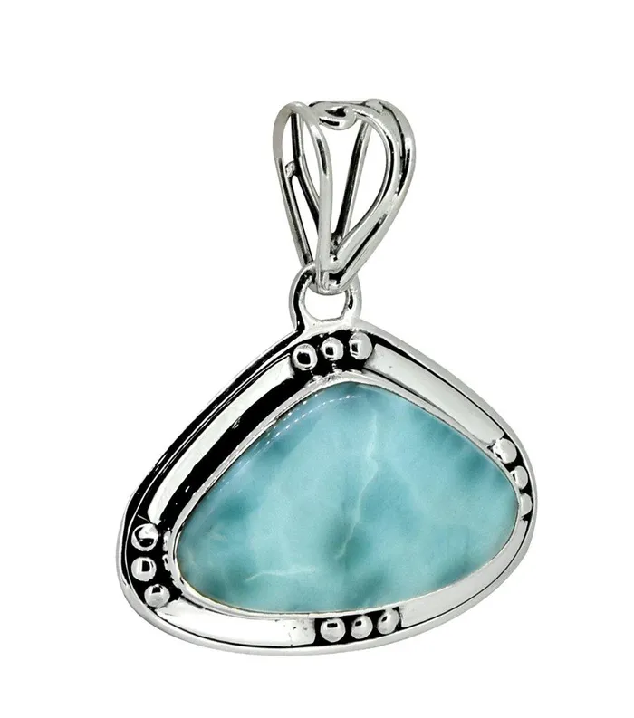 YoTreasure Necklaces Natural Larimar Solid 925 Sterling Silver Pendant 1 12