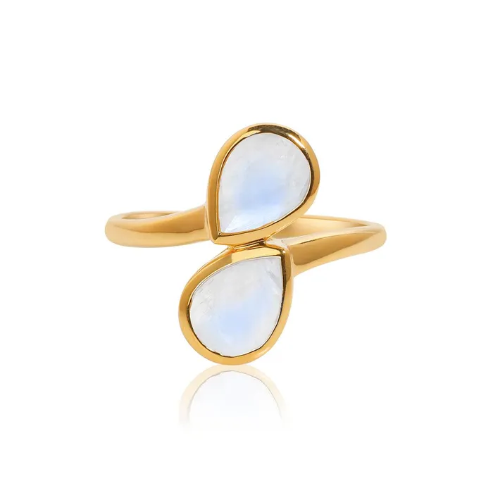 YoTreasure Rings 170 Ct Moonstone Ring 14K Gold Over 925 Silver Jewelry