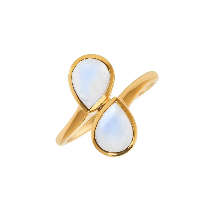YoTreasure Rings 170 Ct Moonstone Ring 14K Gold Over 925 Silver Jewelry