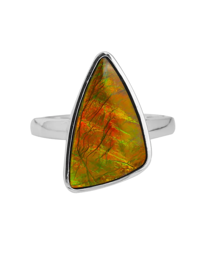 YoTreasure Rings 925 Silver 77 Cts Ammolite Gemstone Ring